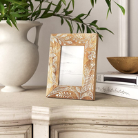 Marco de Fotos Rectangular de Madera Dorada Ecológico y Moderno, Personalizado con Impresión a Medida, Orientación Horizontal para Decoración de Mesa