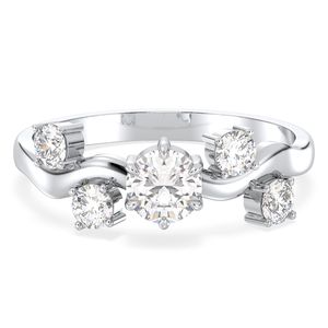 Anillos de compromiso REYES de alta calidad con corte brillante redondo de 0.79 quilates de moissanita para mujer, oro sólido de 14K, regalo de boda, joyería fina. - Product Image 1