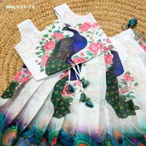 Tenues de festival, nouvelles variétés, design moderne, soie chinon avec motifs imprimés, chaniya choli pour enfants, mode féminine à prix de gros - Product Image 1