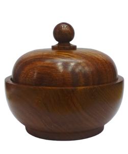 Couvercle de bol en bois d'acacia et de bambou simple, moderne, fait à la main, écologique, grand bol de service de fruits et légumes pour usage domestique et commercial - Product Image 1