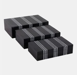 Black White Striped Resin Inlay Modern Space-<b>Saving</b> Jewelry <b>Box</b> Rectangle Storage Case Lid Decorative Organizer for Home Gift - Product Image 2