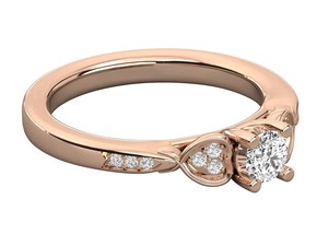 Anillo de Compromiso Solitario Ajustable de Oro Rosa de 18K con Diamante Cultivado en Laboratorio, 12 Piedras Laterales y Corte Brillante Redondo para Mujer - Product Image 2