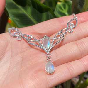 Angelic Double Moonstone Teardrop Pendant 925 Sterling Silver Children's High Quality Fairy Whimsigoth Jewelry Handmade Daily - Product Image 6
