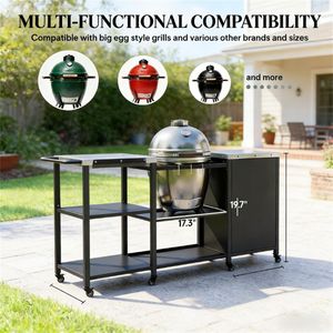 Barbecue noir avec table et armoire de rangement intégrée - Product Image 2