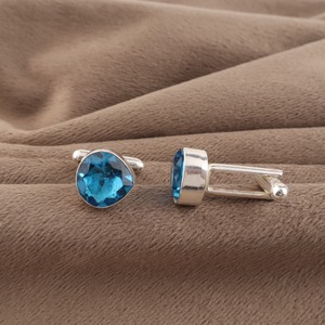 Designer Handcrafted Swiss Topaz Gemstone Cufflinks Set in 925 Sterling Silver Handmade Unisex Jewelry Elegant Formal Wear Gift - Product Image 3