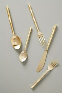 Juego de Cubiertos Art Deco de 3 Piezas en Metal Latón, Cubertería Plateada con Cuchillo, Tenedor y Cuchara - Product Image 3