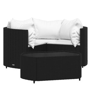 Set di 4 Pezzi in Rattan PE Nero per Patio, Set Compatto da Giardino - Product Image 2