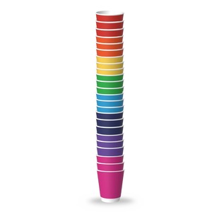 Vaso de Café Desechable de Papel de Doble Pared con Diseño de Arcoíris Colorido de 12 oz - Product Image 4