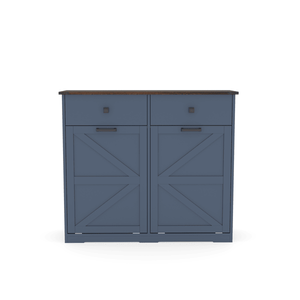 Farmhouse Blue 20-Gallon Trash Cans Free Standing Recycling Cabinet with Double Tilt Out Hideaway Drawer Kitchen Cabinets - Product Image 3