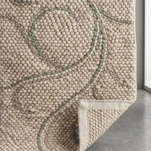 Tapis d'intérieur en laine tissé à la main, antidérapant, à boucles moyennes, couleur unie crème vert sauge, tapis de sol minimaliste, décoration moderne pour la maison - Product Image 6