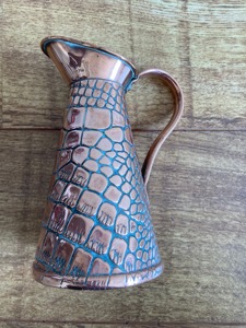Vintage Copper Pitcher With Textured Stone Pattern Handcrafted Metal <b>Jug</b> For <b>Drinks</b> Party Use Custom In Height - Product Image 5