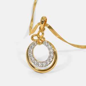 Collier pendentif cercle floral en or jaune avec diamant de laboratoire - Product Image 4