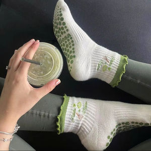 Heart Grip Crew <b>Socks</b> Anti Slip Cotton Stretch Breathable Cozy Yoga Pilates Fitness Trendy Indoor Workout <b>Socks</b> - Product Image 3