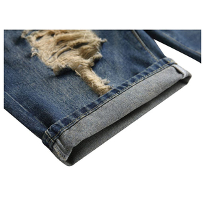 Hot Selling Summer Vintage Washed Ripped Patch Denim Shorts High Quality Men's Gym Casual 100%Cotton jeans shorts front Logo - Product Image 6