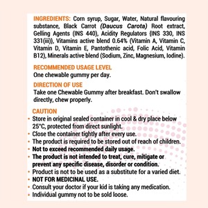 Patanjali Kids Multivitamin <b>Gummies</b> Strawberry Flavor <b>Vitamin</b> and Mineral Supplement 30 Count Dietary <b>Gummies</b> - Product Image 4