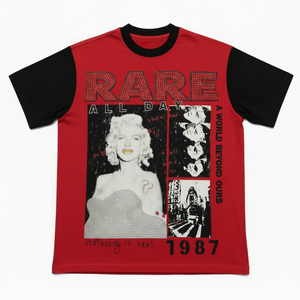 T-shirt rouge pour homme à col rond et manches courtes, coupe ample, tricoté 100% coton, style décontracté, motif lettres, Seamrewear - Product Image 3