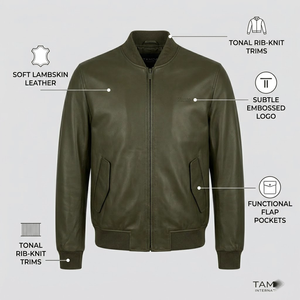 Blouson en cuir sur mesure pour homme |   Fabricant de vêtements haut de gamme, respirants, élégants et très demandés - Product Image 5