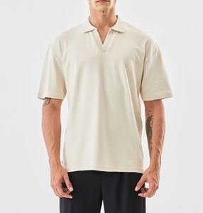 Polo en maille à manches longues pour homme, 100 % coton, personnalisé OEM, style streetwear, pull imprimé décontracté, coupe ample - Product Image 4