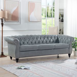 Divano Chesterfield a 3 posti con braccioli arrotolati da 84,65 pollici per soggiorno - Product Image 2