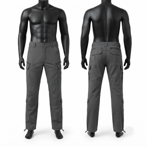 Sales Blackhardson Men's 280 GSM Poly Cotton Corduroy Gray Cargo <b>Work</b> <b>Pant</b> Multi Panel Midweight Waterproof Acid Wash OEM ODM - Product Image 1