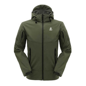 Vestes softshell pour hommes et femmes, à capuche, coupe-vent, imperméables, chaudes, doublées polaire, col montant, logo frontal, style urbain - Product Image 1