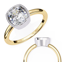 Bague de fiançailles en moissanite de laboratoire taille coussin, style solitaire avec bande diamantée, pour femme, cadeau de mariage