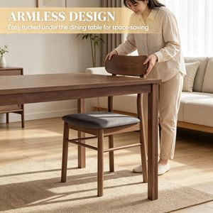 Set di 2 Sedie da Pranzo Moderne in Legno Massello e PU per Arredamento Casa, Soggiorno e Sala da Pranzo - Product Image 4
