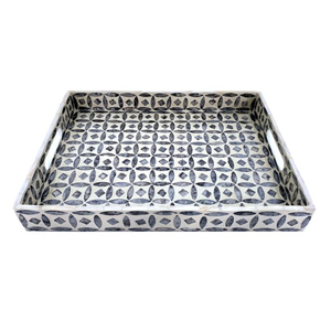 Mother Of Pearl Inlay Tray Handmade Geometric <b>Cube</b> Pattern Decorative Tray Custom Pearl Mosaic Rectangular Tray For Coffee <b>Table</b> - Product Image 2
