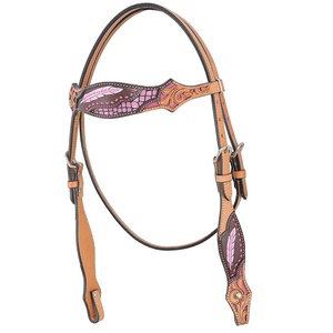 Handmade100 % cuero genuino Western Headstall con diseño de plumas y trabajo de herramientas manuales al por mayor fabricante proveedor - Product Image 3