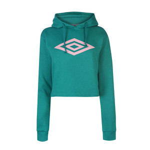 Sweat-shirt à capuche court pour femme Umbro, manches longues, logo géométrique sur le devant, tricot en coton, style automne - Product Image 4