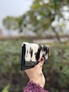 Pochette en cuir de vachette motif occidental pochette portefeuille noir cheveux Offre Spéciale sur peau de fourrure portefeuille en cuir cadeau femmes - Product Image 2