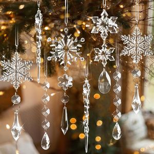 Set di 18 Decorazioni Natalizie in Acrilico Cristallo, Pendenti a Forma di Fiocchi di Neve e Ghiaccioli per Decorazioni Invernali - Product Image 2