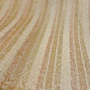 Tissu perlé en soie et mousseline, tissu brodé, dentelle à sequins, organza pour robe de mariée, abaya, caftan, fournisseur de mode, exportateur en gros - Product Image 3