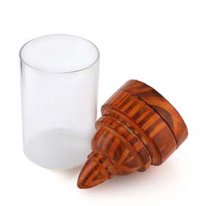 Quemador de Incienso de Madera y Vidrio, Porta Incienso Árabe Oud, Quemador Decorativo de Fragancias para el Hogar, Decoración para Ramadán, Exportación - Product Image 1