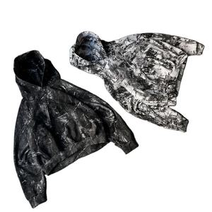 2025 Wholesale Digital Print Camo <b>Zip</b> <b>up</b> Hoodie Acid Wash Sun Faded Washed Oversized Distress <b>Black</b> <b>Hoodies</b> <b>Men</b> - Product Image 5