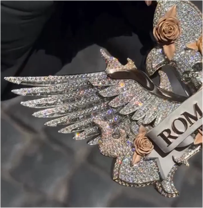 เครื่องประดับฮิปฮอปแฟชั่นระดับไฮเอนด์ จี้เงินโมอิสซาไนต์สั่งทำรูปปีกนางฟ้า กะโหลก และดอกกุหลาบ ดีไซน์ 3 มิติ จี้รูปกางเขนสั่งทำ - Product Image 5