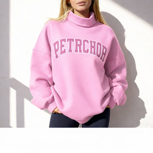 Sweat-shirt oversize à col montant en molleton pour femme, doux, hiver, décontracté, streetwear - Product Image 3