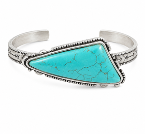 Brazalete Turquesa Estilo Western, Plata Antigua, Estilo Navajo, Joyería Boho Hecha a Mano para Mujer, Azul Cavallo - Product Image 2