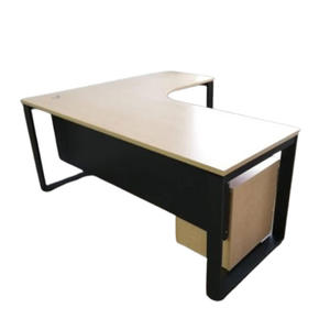 Modern L-Shaped <b>Office</b> Conference <b>Table</b> Melamine Laminated Top Metal Legs Durable Commercial Furniture - Product Image 2