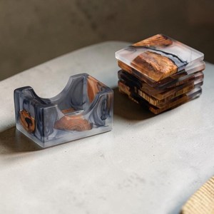 Modern Epoxy Beech Wood Square <b>Tea</b> <b>Coaster</b> Handmade Drink <b>coaster</b> for Cup <b>Tea</b> Cup Home Table Decor - Product Image 6