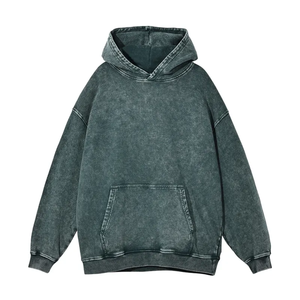 Sweat-shirt à capuche noir oversize pour homme en coton French Terry, couleur unie, avec poches, finition délavée, coupe classique, idéal pour l'automne - Product Image 3