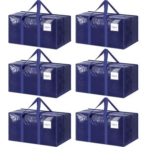 6 Pack Extra Heavy Duty <b>Large</b> Moving <b>Bags</b> <b>with</b> Strong <b>Zipper</b> and Comfortable Handles for Quilt <b>Storage</b> - Product Image 1