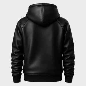 Sweat-shirt à capuche en cuir véritable pour homme, fait main, 100% cuir, anti-rides, chaud pour l'hiver, streetwear tendance - Product Image 6