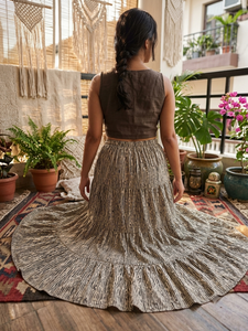 Jupe longue bohème pour femme, en coton, à volants, imprimé tribal, taille haute élastique, fluide, pour l'été, style ethnique hippie, vêtement de plage - Product Image 3