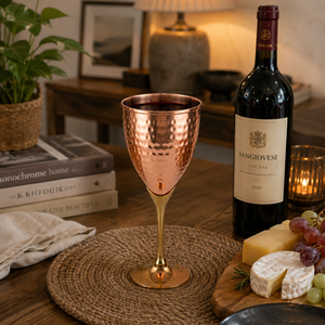 Verre à vin martelé en cuivre fait main, gobelet à pied en laiton, tasse à boire en métal, vaisselle vintage de luxe pour bar, restaurant et maison - Product Image 3