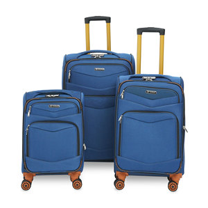 Polyester Luggage Set 3-Piece Blue Premium Fabric Trolley <b>Bag</b> Set With Silent <b>Wheels</b> And Comfortable Carry Handle For <b>Travel</b> - Product Image 6