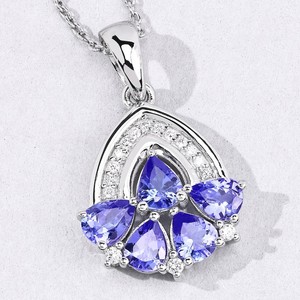 Pendentif vintage en tanzanite naturelle véritable, en argent sterling 925 plaqué or, collier de fiançailles pour femmes - Product Image 1