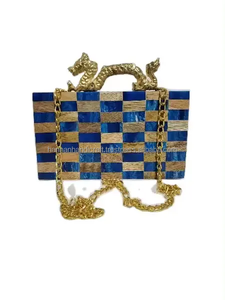 กระเป๋าคลัทช์ทำจากไม้สีน้ำตาลทำจากไม้ทำจากเรซินหรูหรากระเป๋าถือทรงดั้งเดิมขายดี - Product Image 5