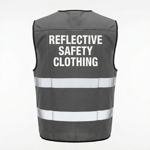 Custom logo Hi Vis Workwear Reflective Safety Vests 100 Polyester Black Construction Vest Without Pocket - Product Image 5