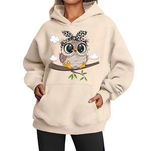 Sudaderas con Capucha para Mujer, Diseño de Búho Bonito, Estilo Americano, Casual, Otoño, Hip Hop, Calidad Profesional - Product Image 3